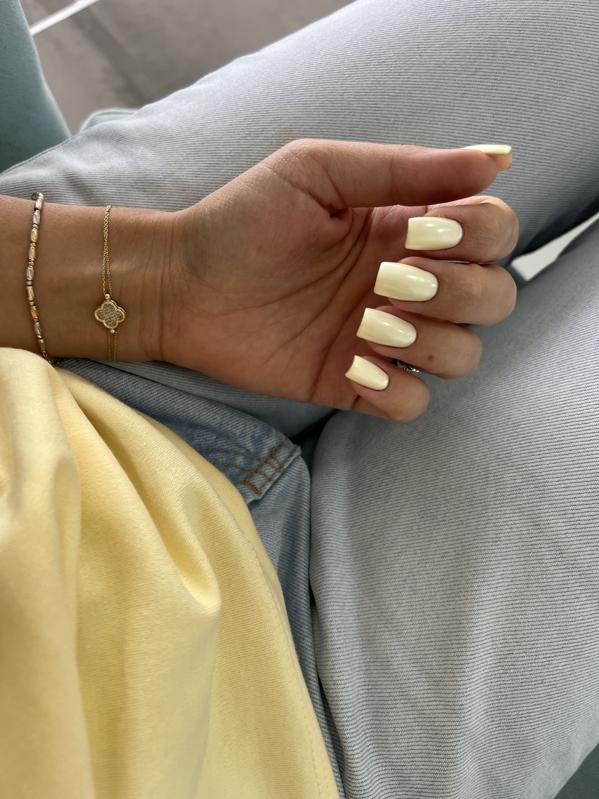 Square minimalist nail design by Ruby Jones