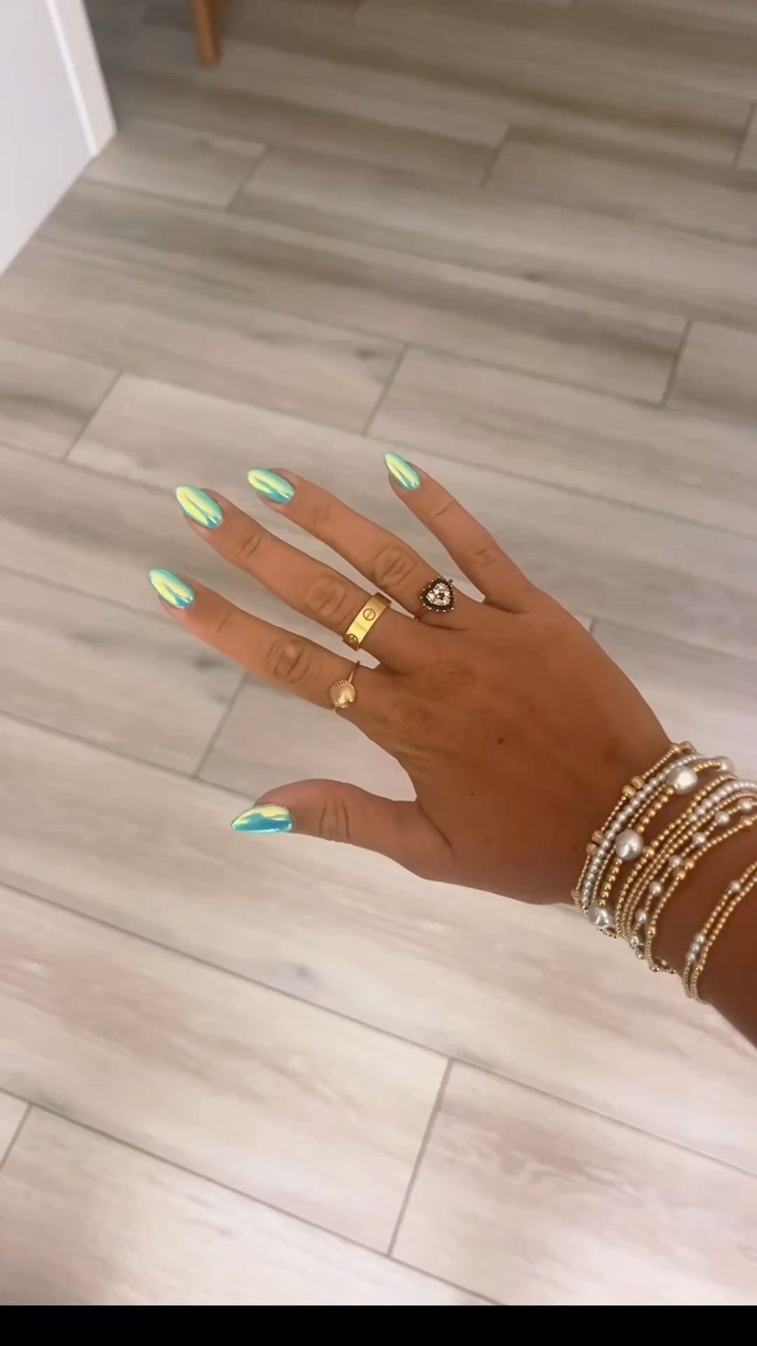 Square minimalist nail design by Ruby Jones