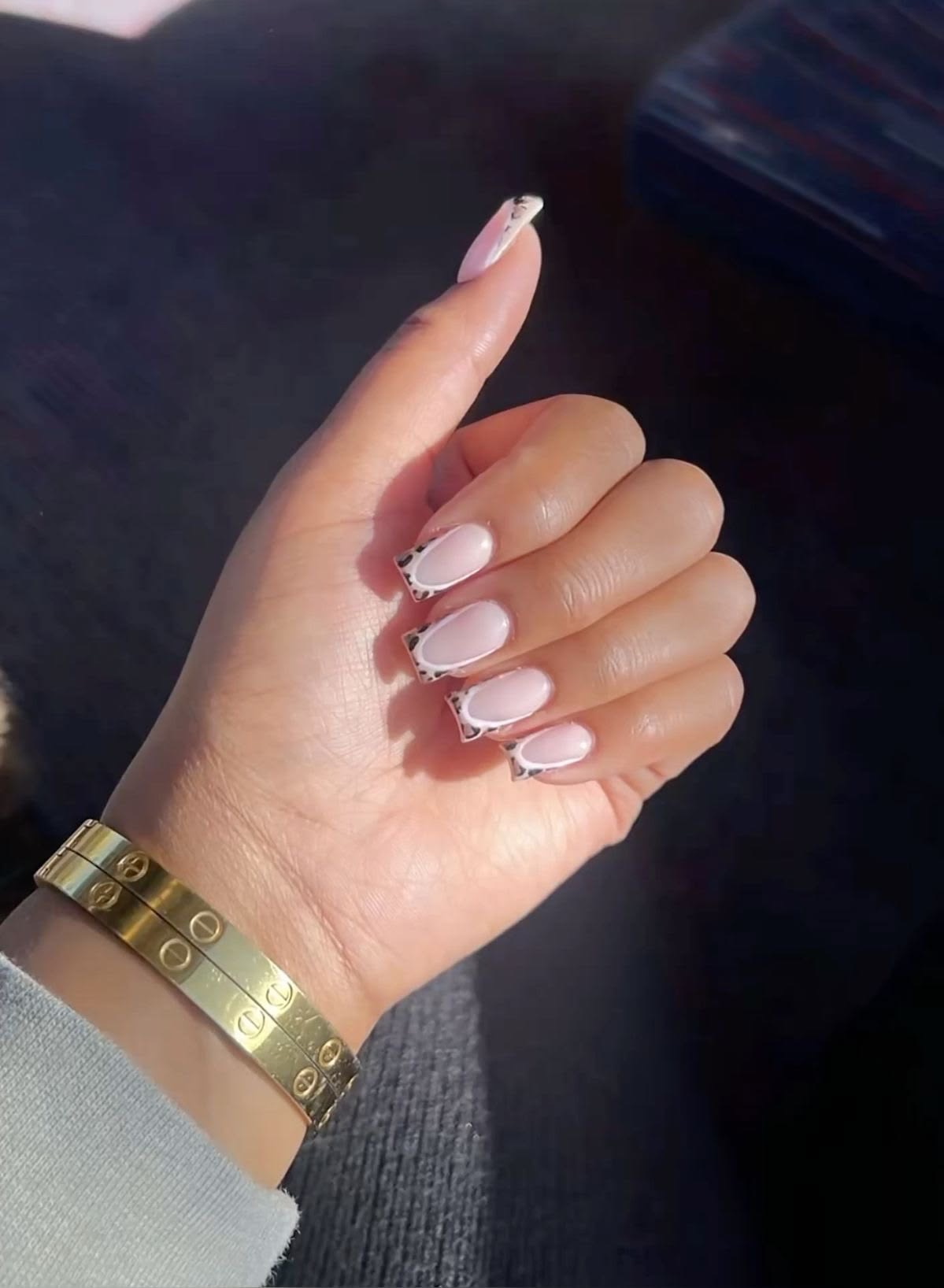 Square line art nail design by Rosie Lane