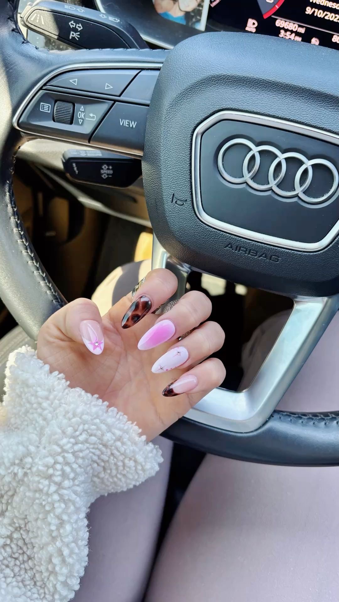 Oval glitter French nail design by Rosie Lane
