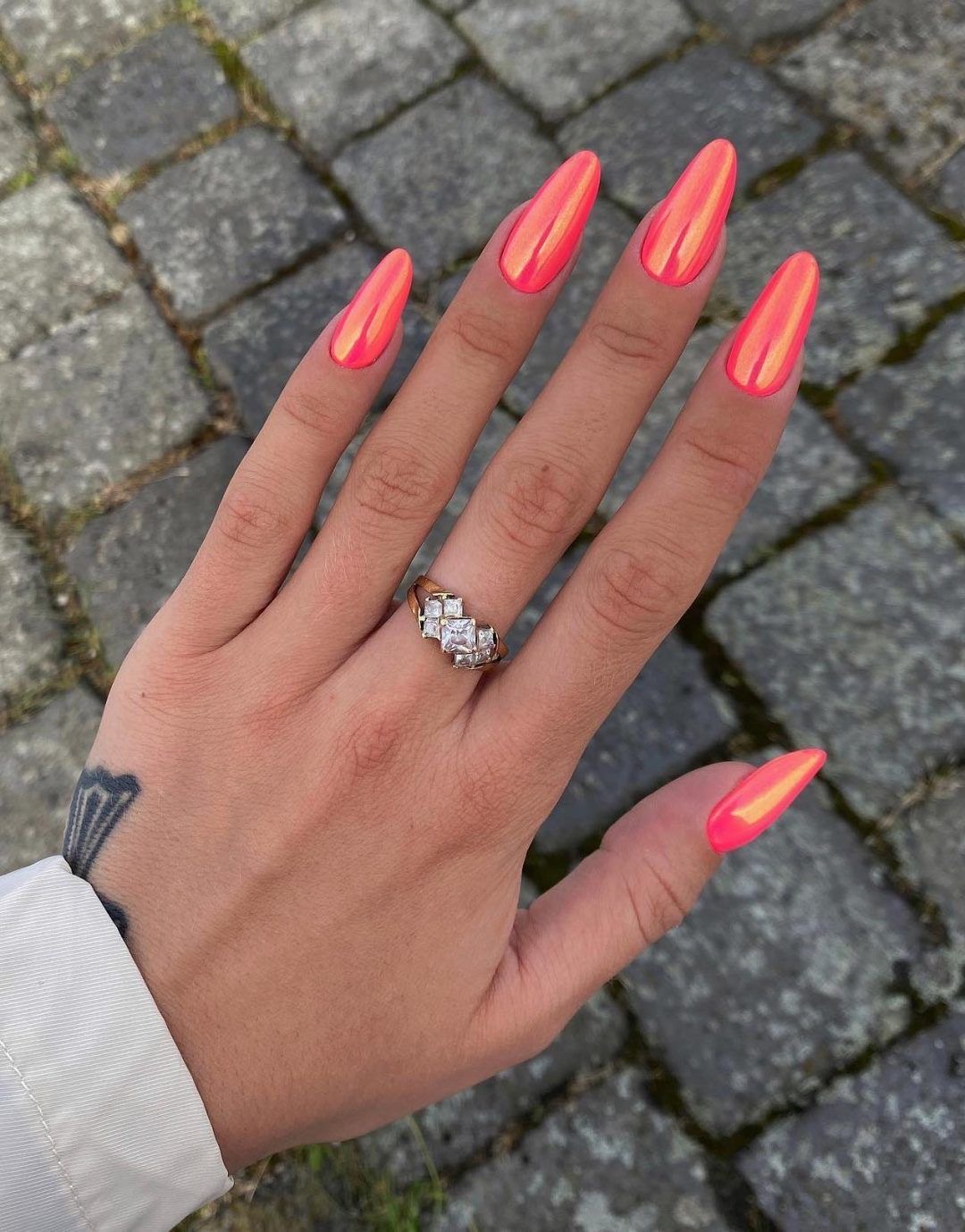 Almond French nail design by Skylar Rae