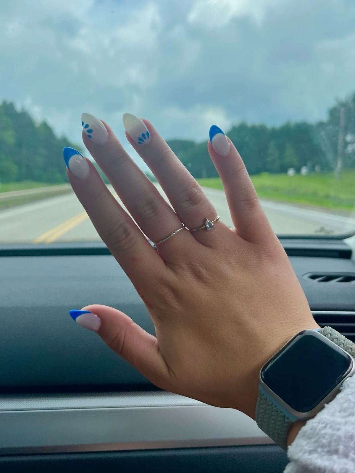 Square French nail design by Skylar Rae