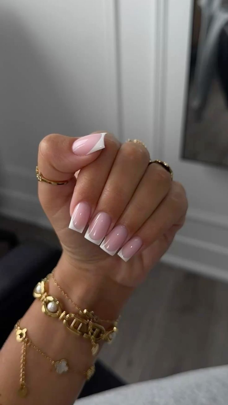 Square French nail design by Amber Reed