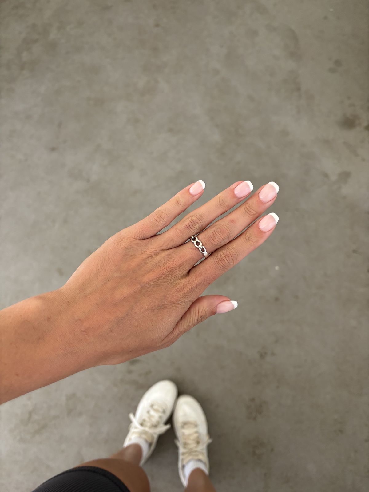Almond French nail design by Amber Reed