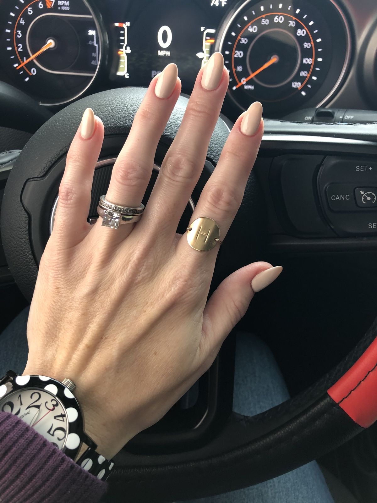 Oval rhinestone nail design by Amber Reed