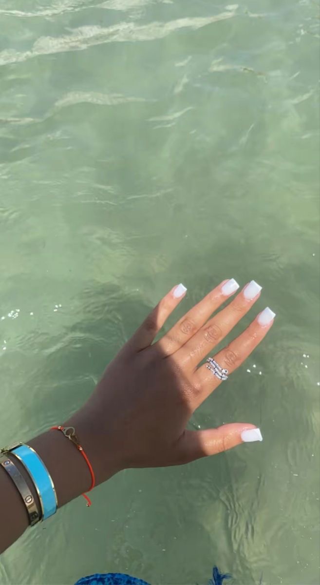 Square French nail design by Sienna Grace