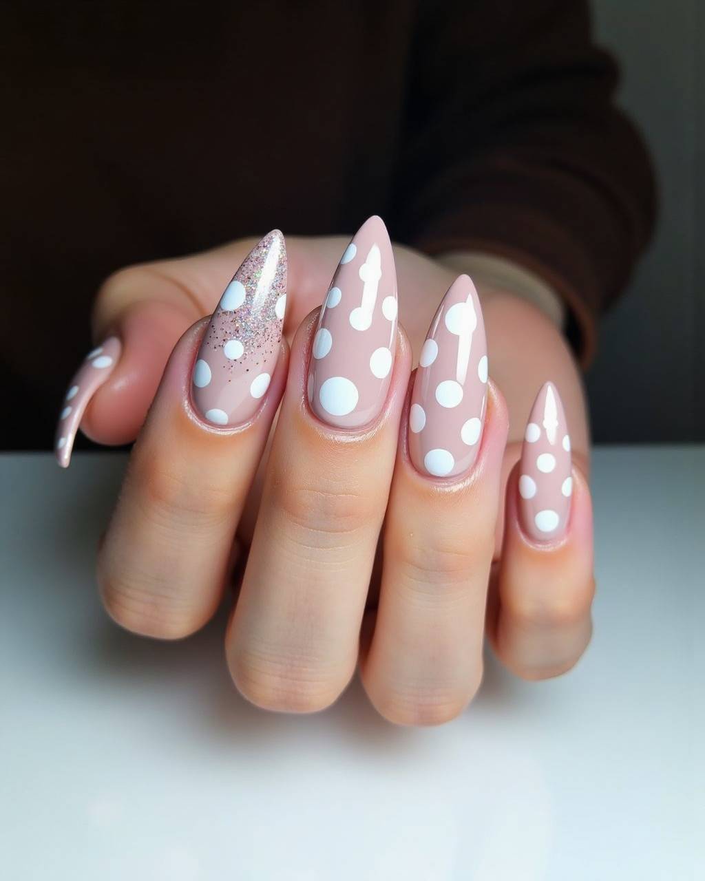 Stiletto geometric nail design by Priya Sharma