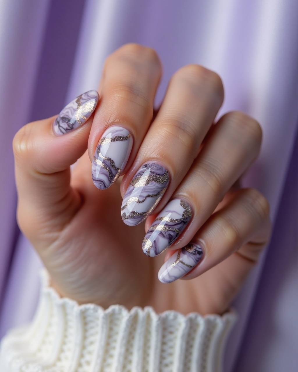 Oval marble nail design by Priya Sharma
