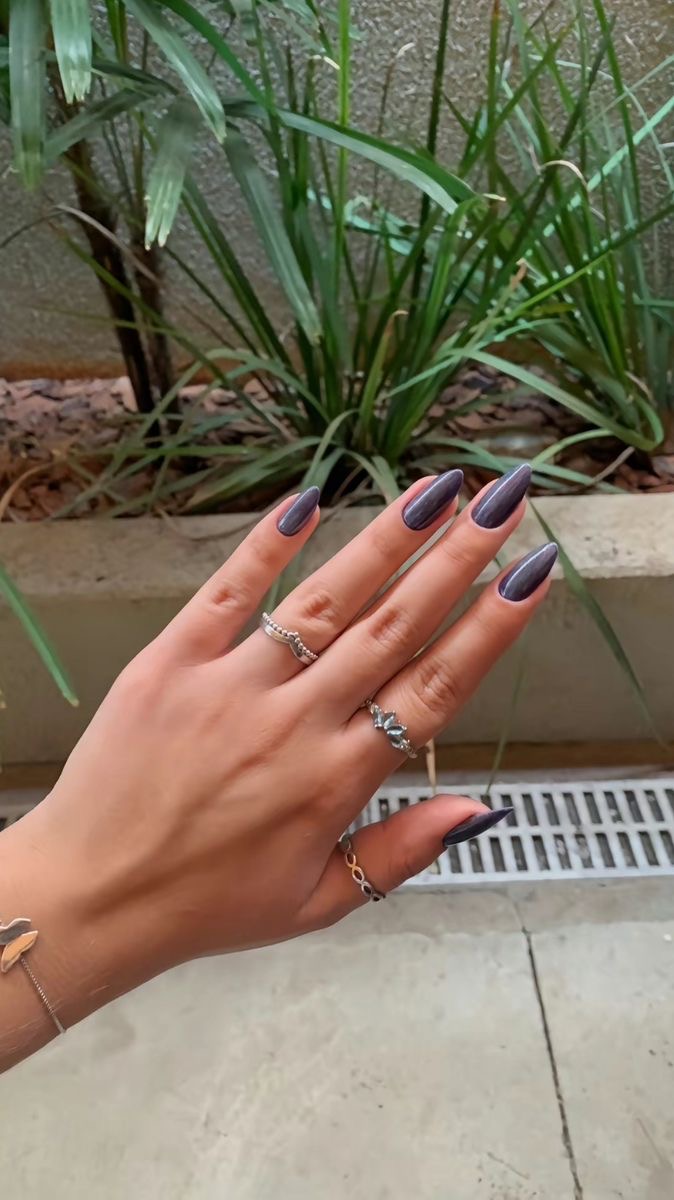Almond rhinestone nail design by Alice Hart
