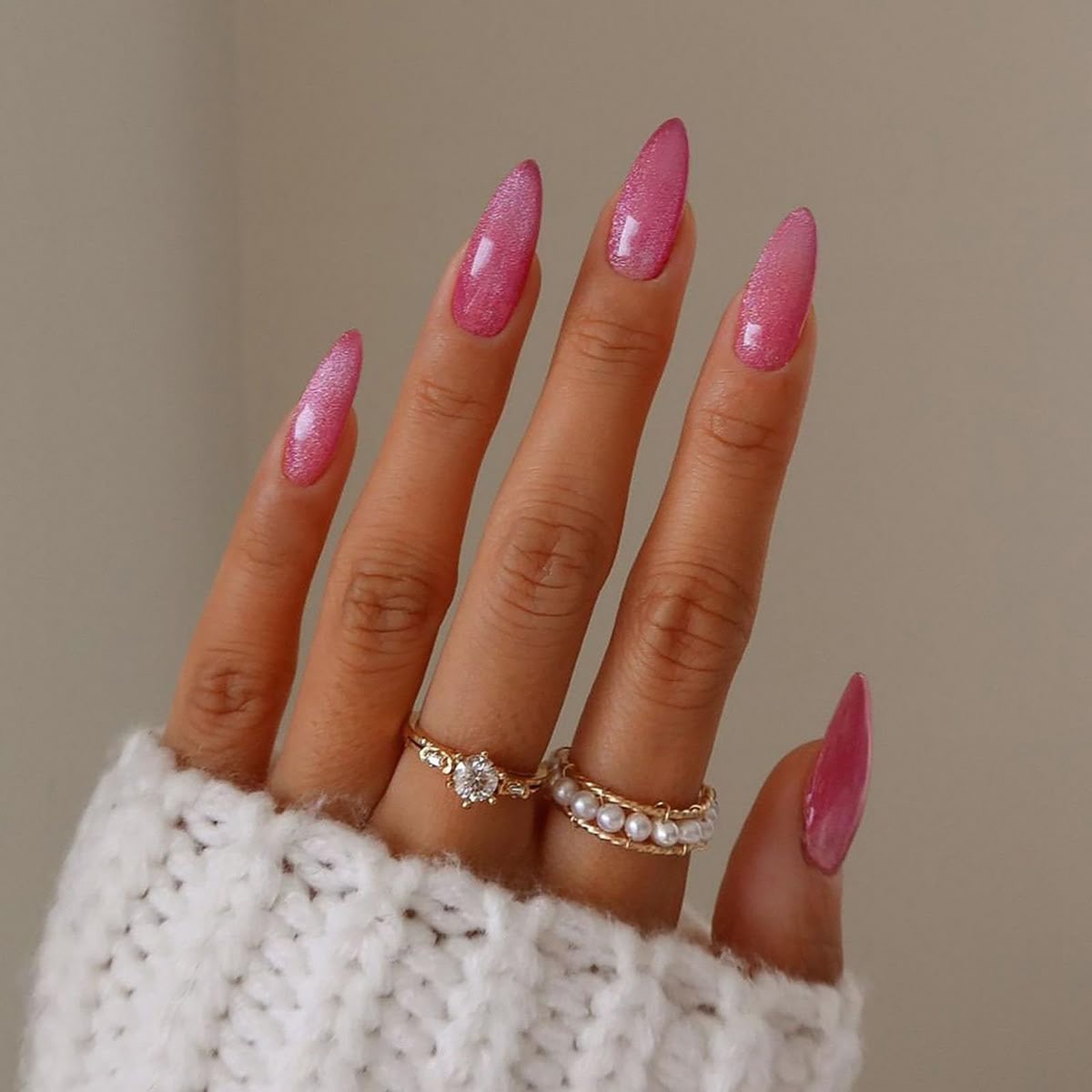 Stiletto glazed nail design by Alice Hart