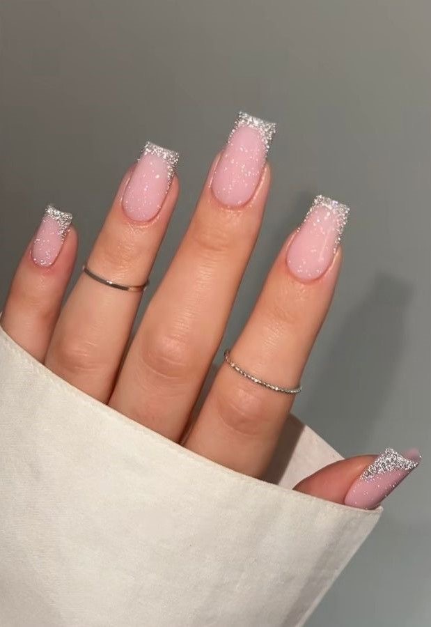 Square rhinestone nail design by Lily Grace