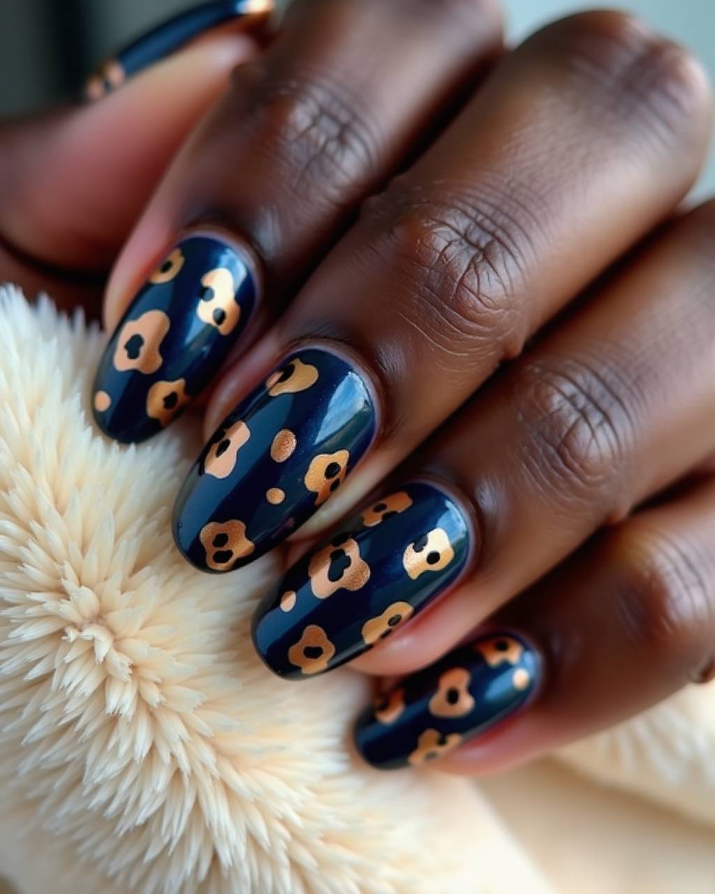 Oval animal print nail design by Bella Romano