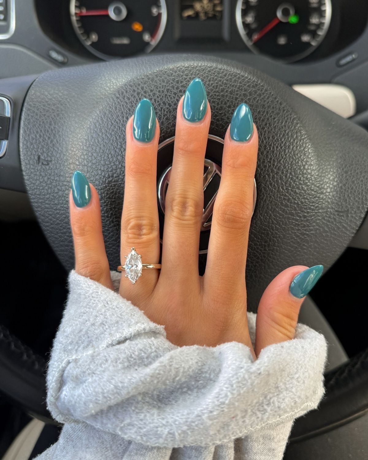 Almond marble nail design by Abigail Rose
