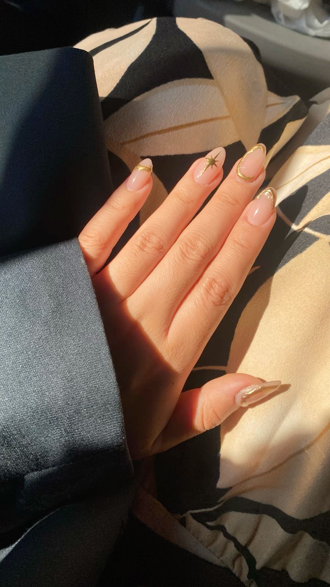 Almond geometric nail design by Abigail Rose