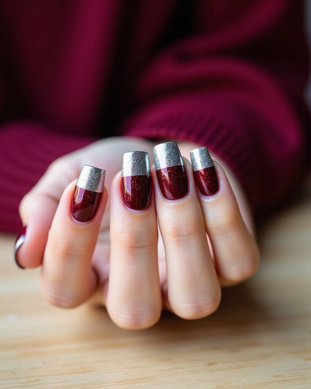 Oval chrome French nail design by Grace Lin