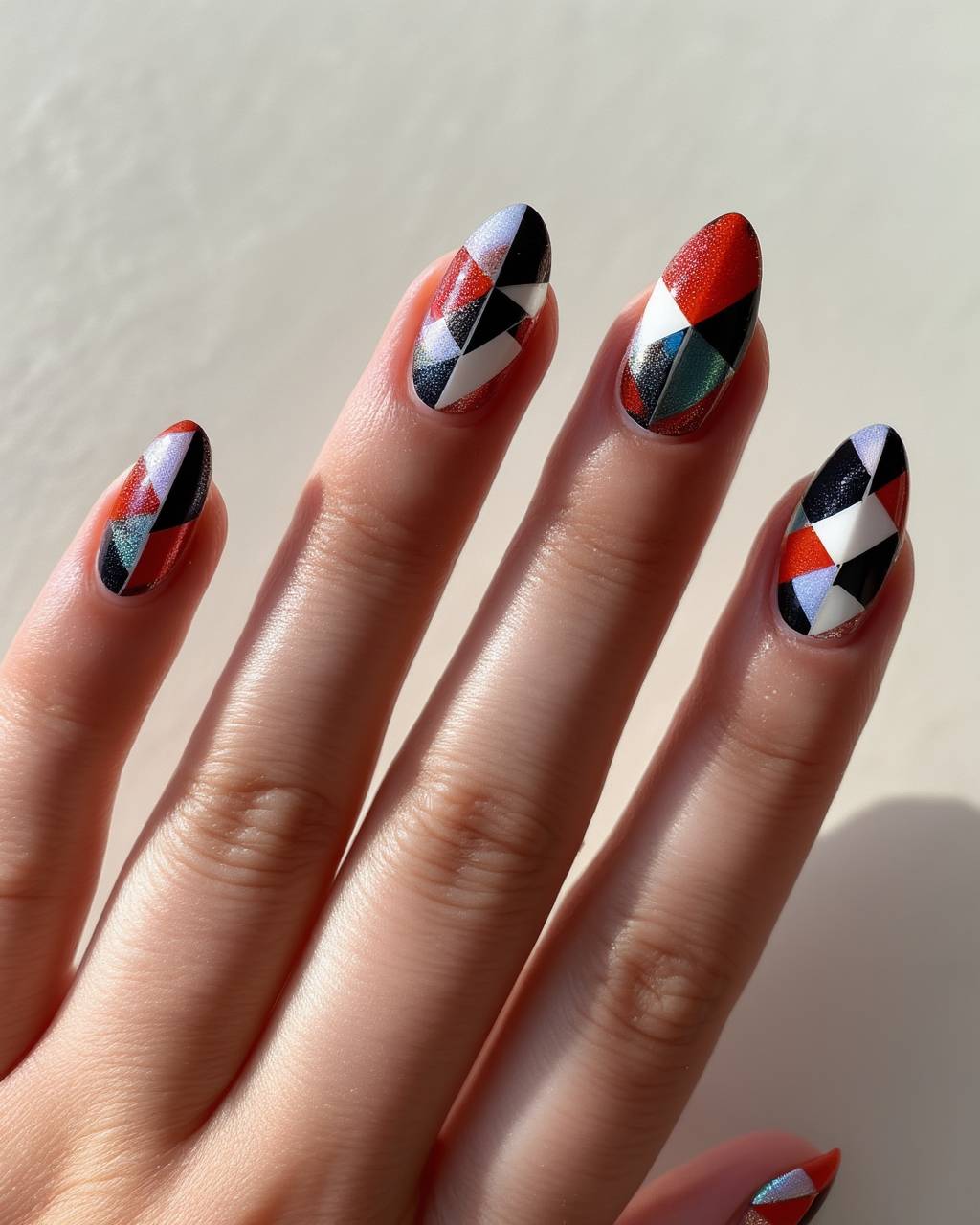 Oval geometric nail design by Grace Lin