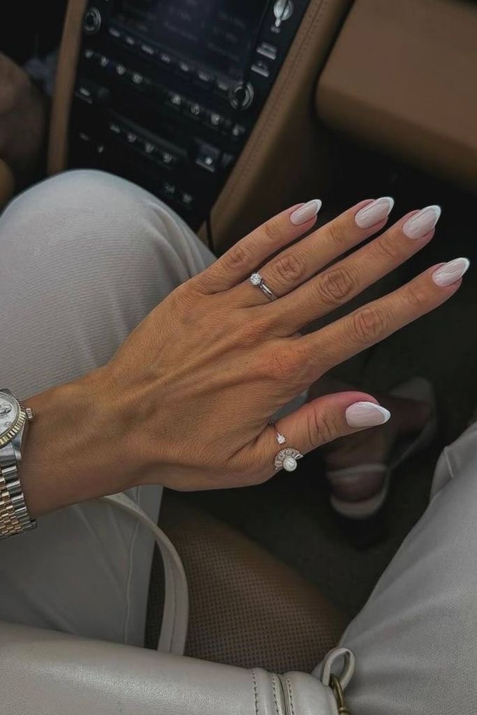 Squoval line art nail design by Faith Hart