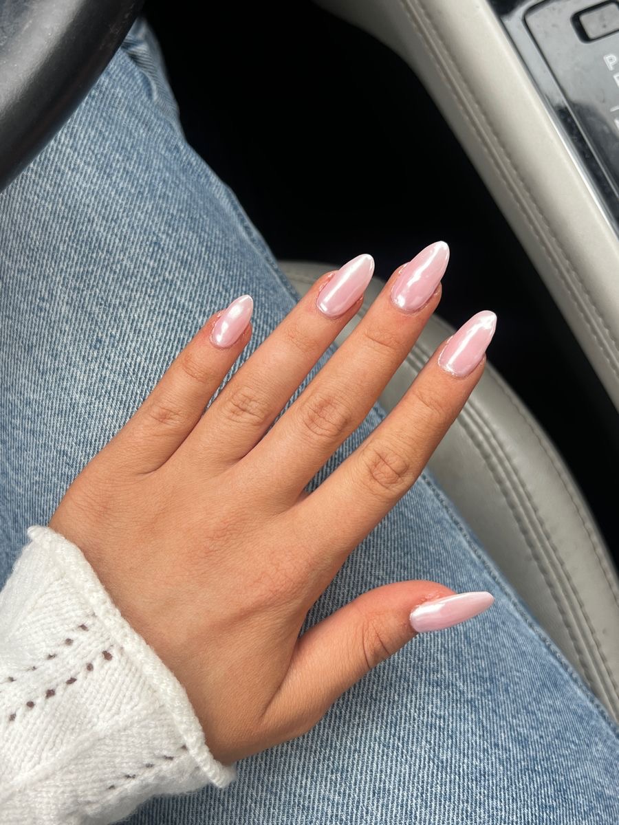 Almond marble nail design by Faith Hart