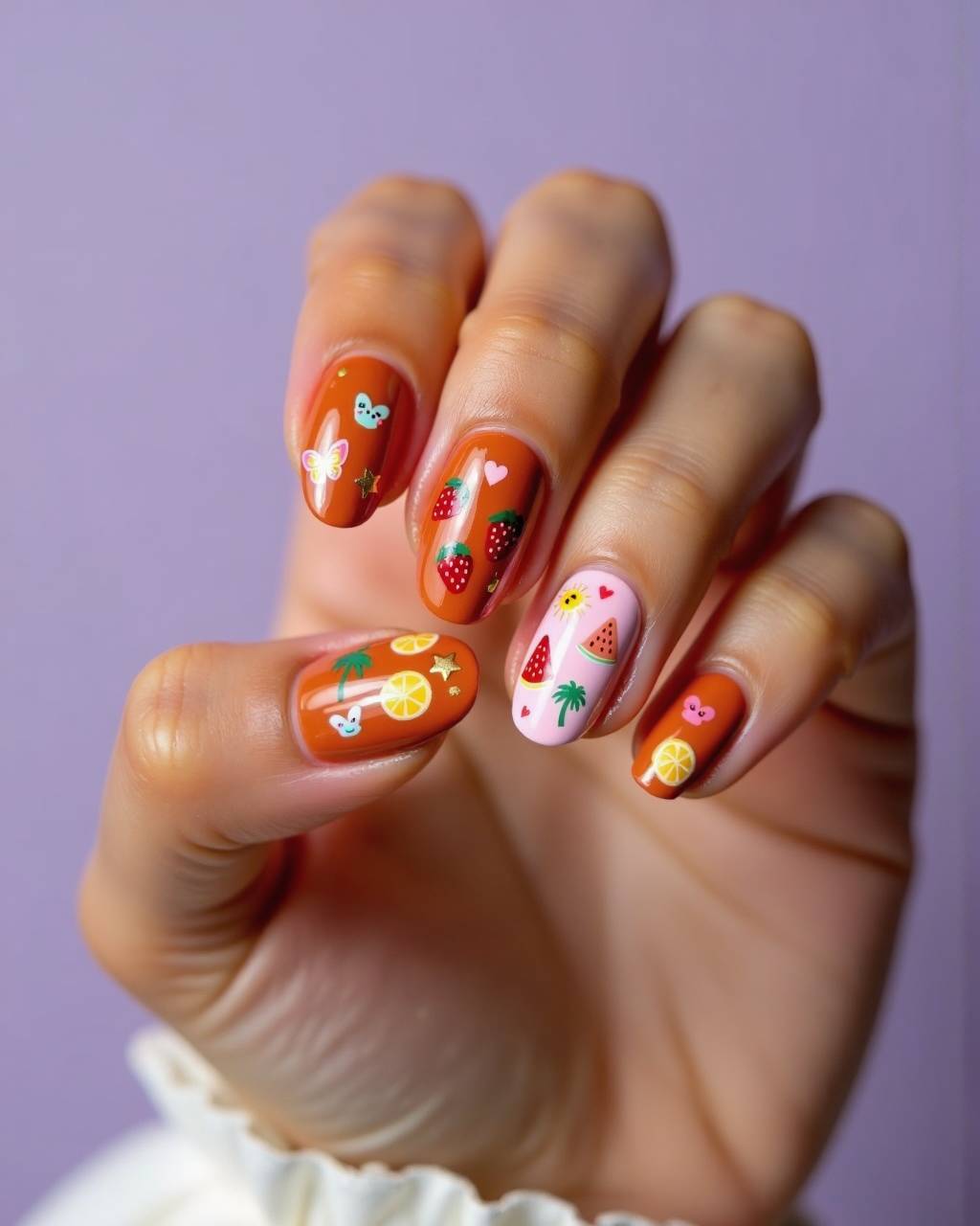 Oval art nail design by Hana Kim