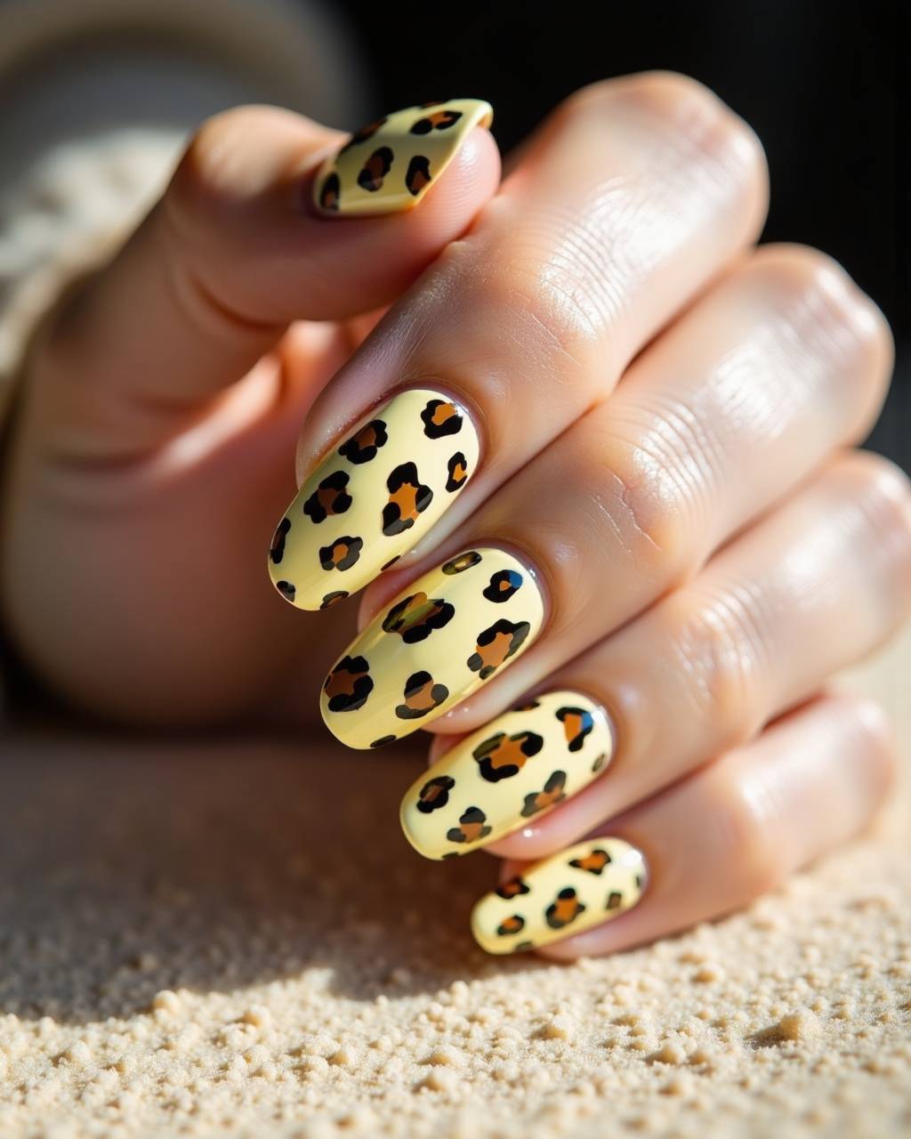 Oval animal print nail design by Hana Kim