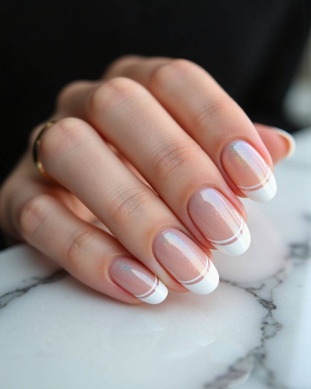 Oval French nail design by Hana Kim