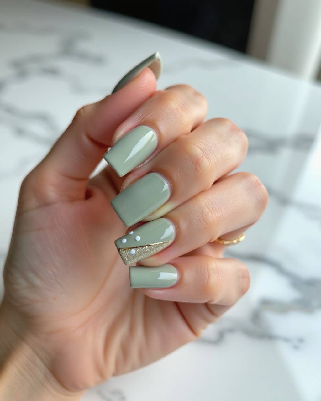 Square minimalist nail design by Chloe Vance