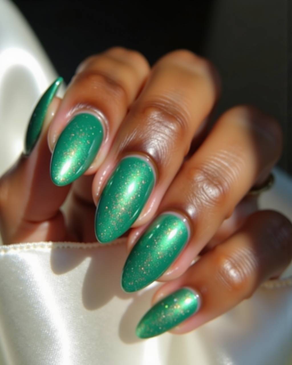 Almond glazed nail design by Chloe Vance