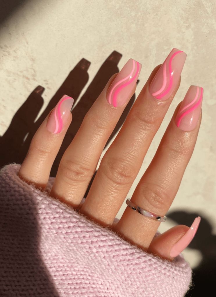 Squoval geometric nail design by Chloe Vance