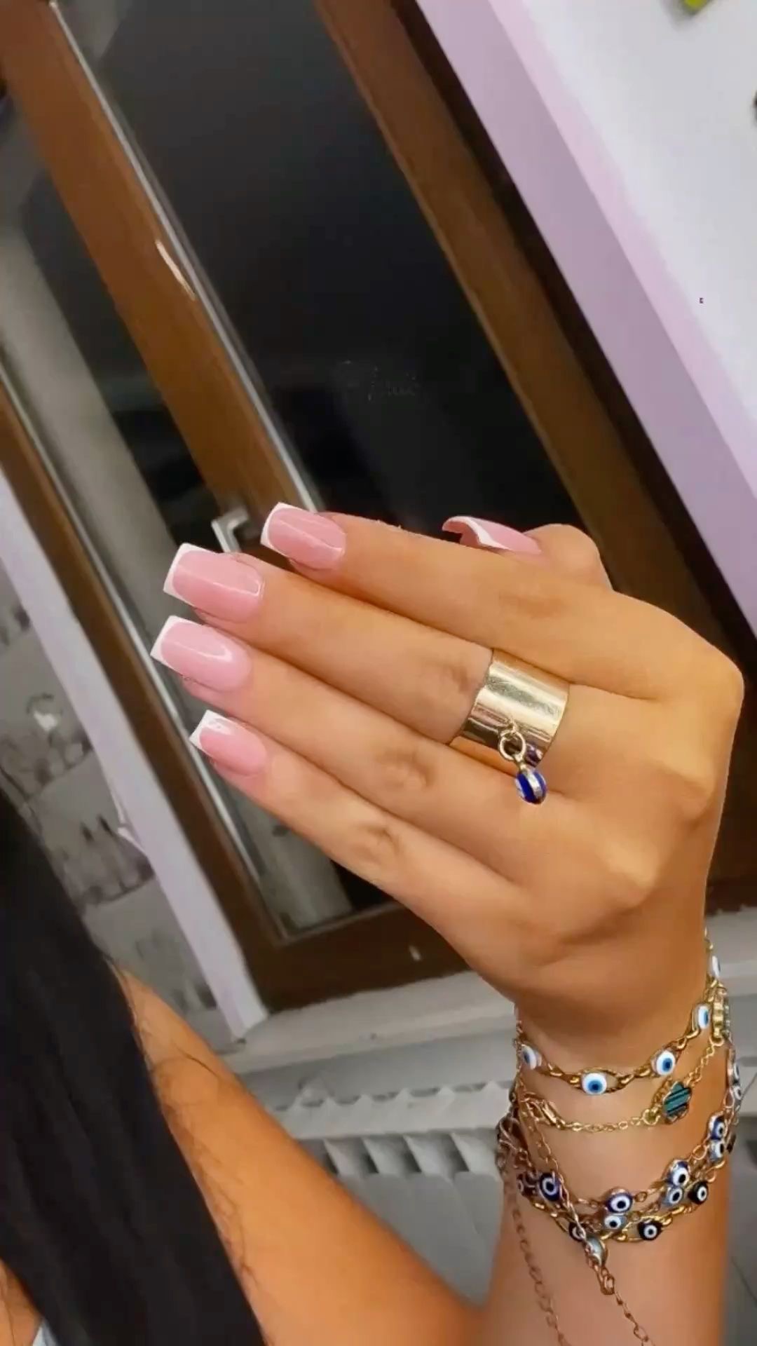 Square marble nail design by Victoria Sterling