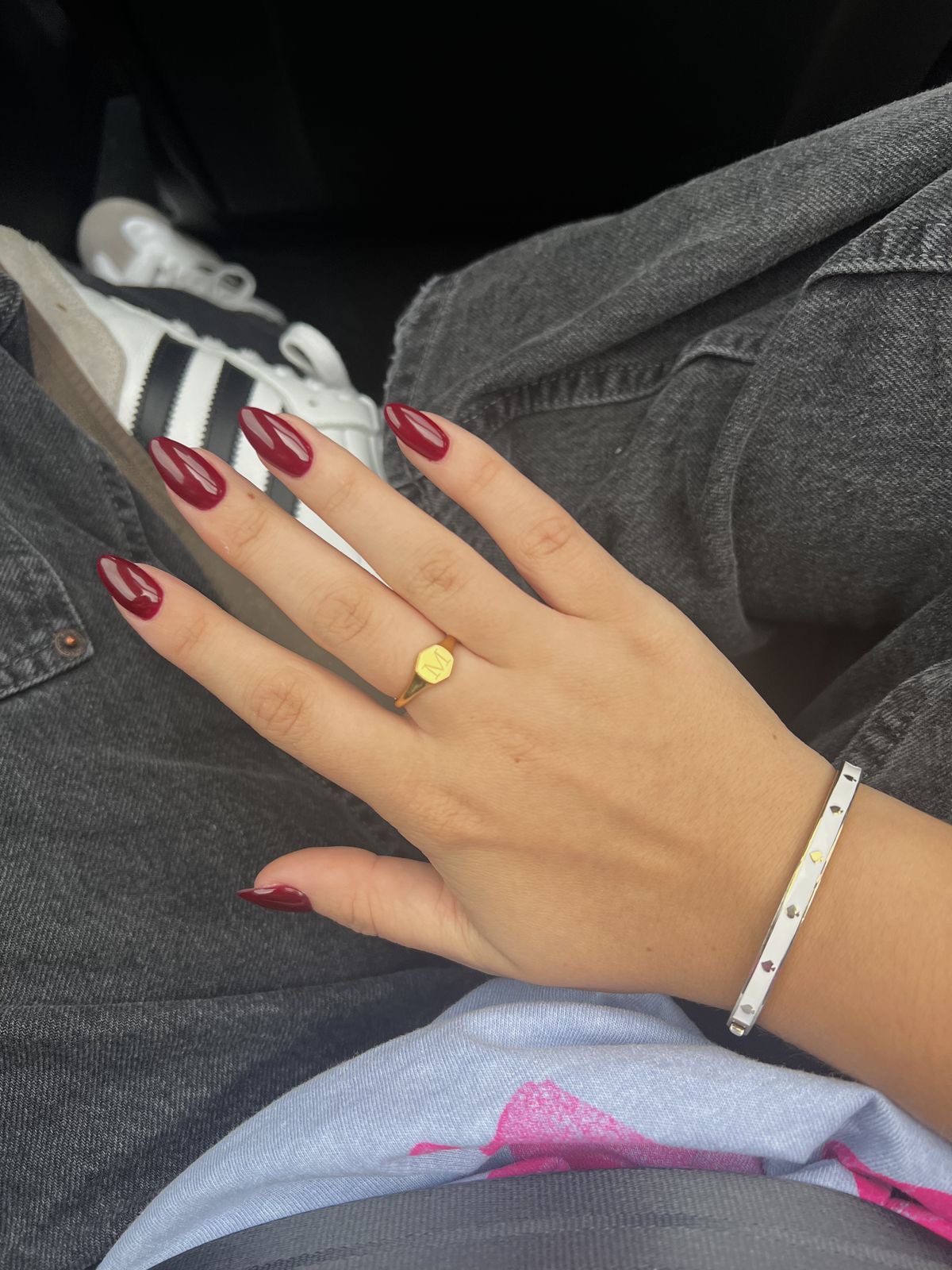 Square glitter French nail design by Victoria Sterling
