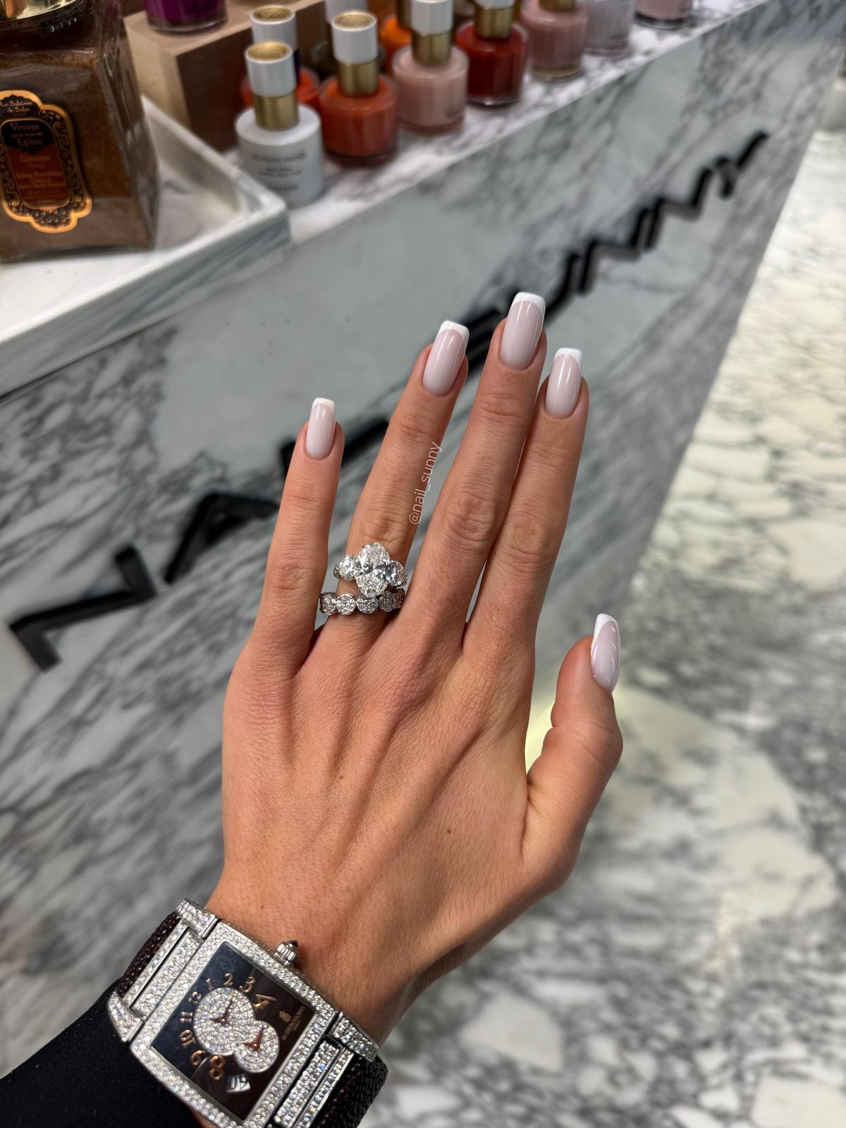 Square minimalist nail design by Elena Grace