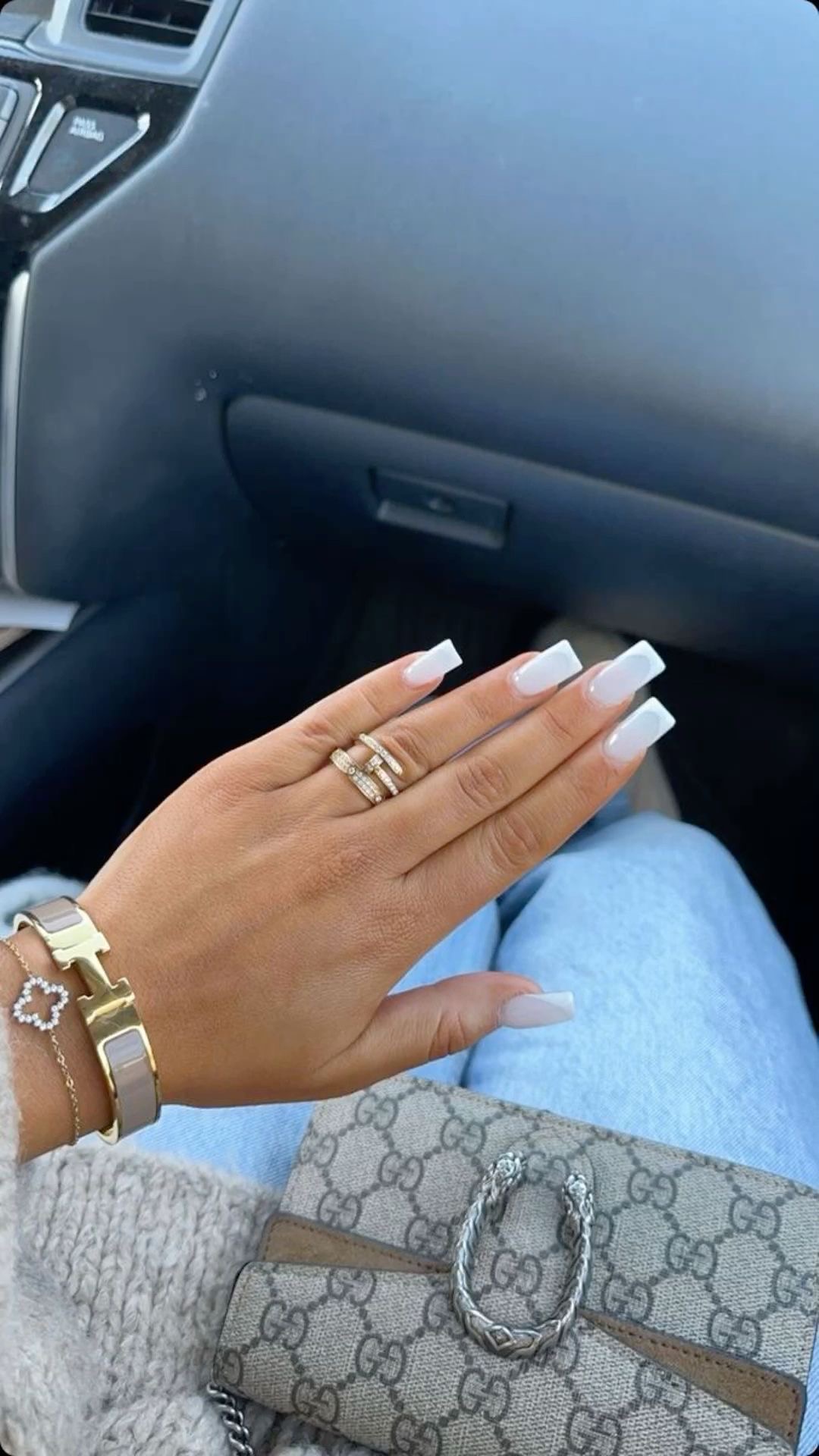 Squoval marble nail design by Elena Grace