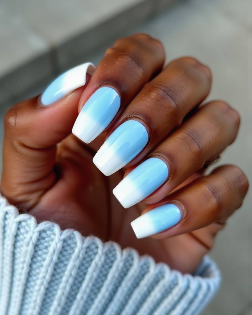 Squoval ombre nail design by Kira Volkov