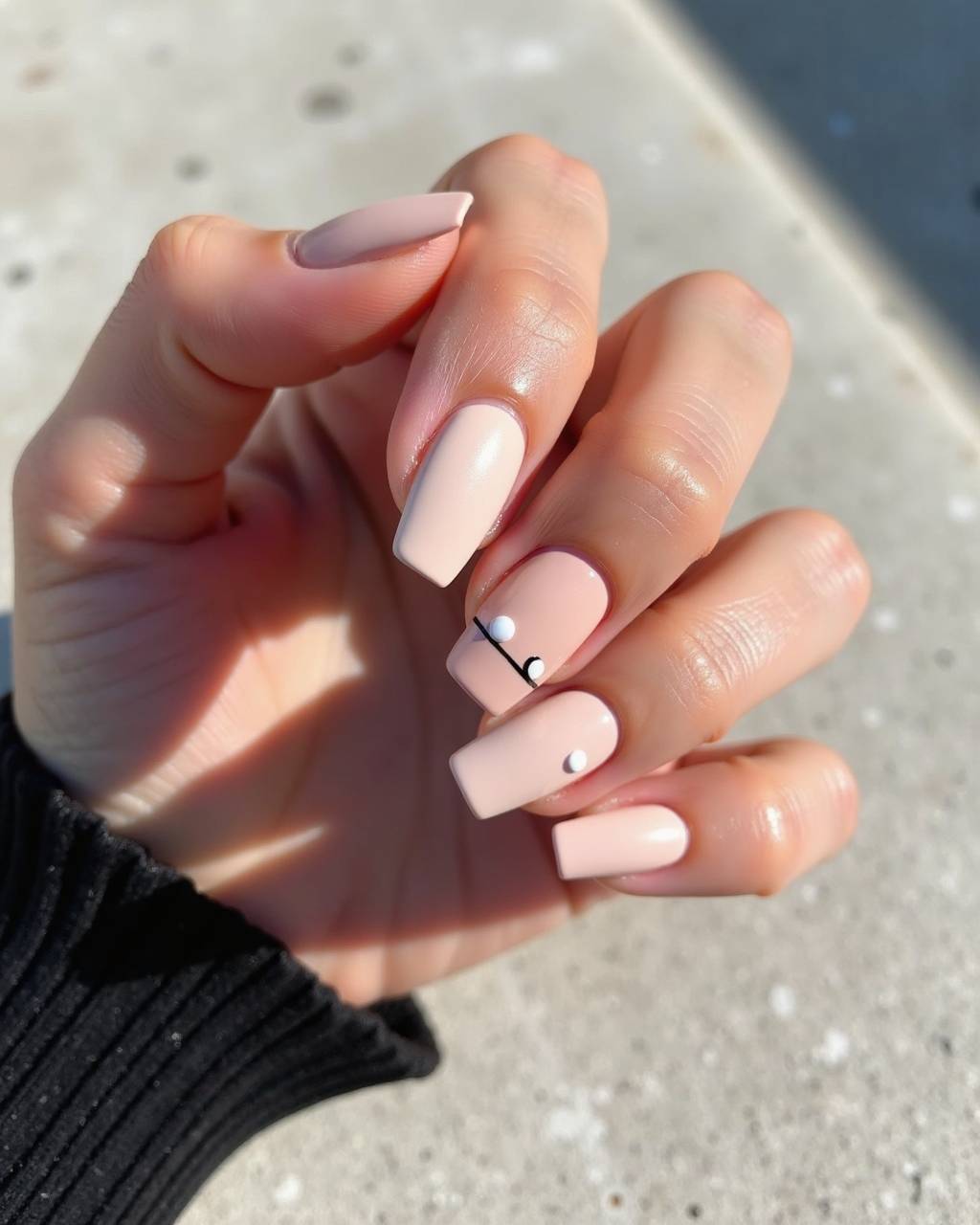 Squoval minimalist nail design by Kira Volkov