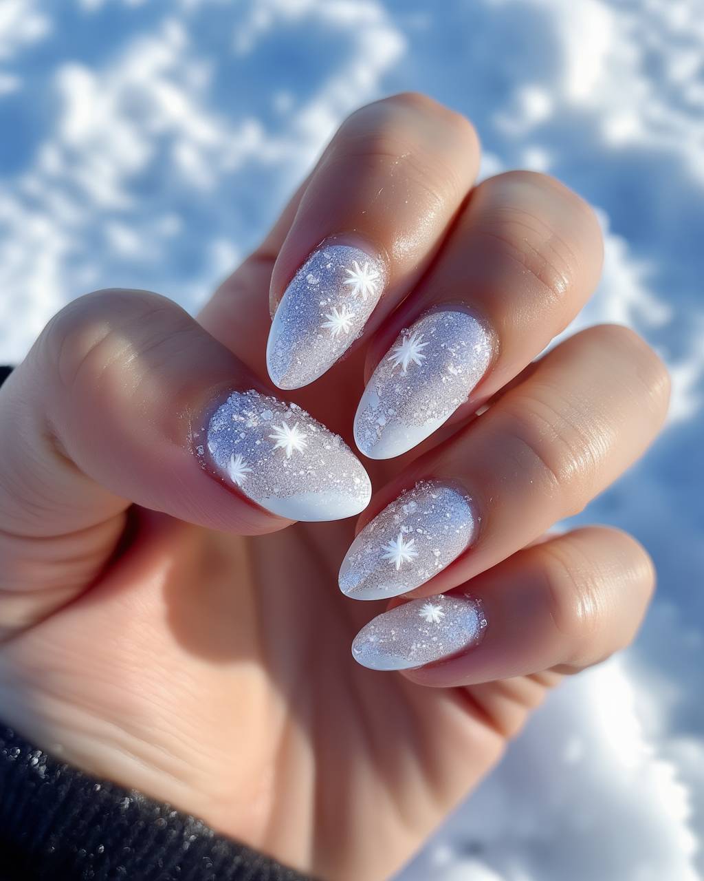 Almond art nail design by Mia Alvarez