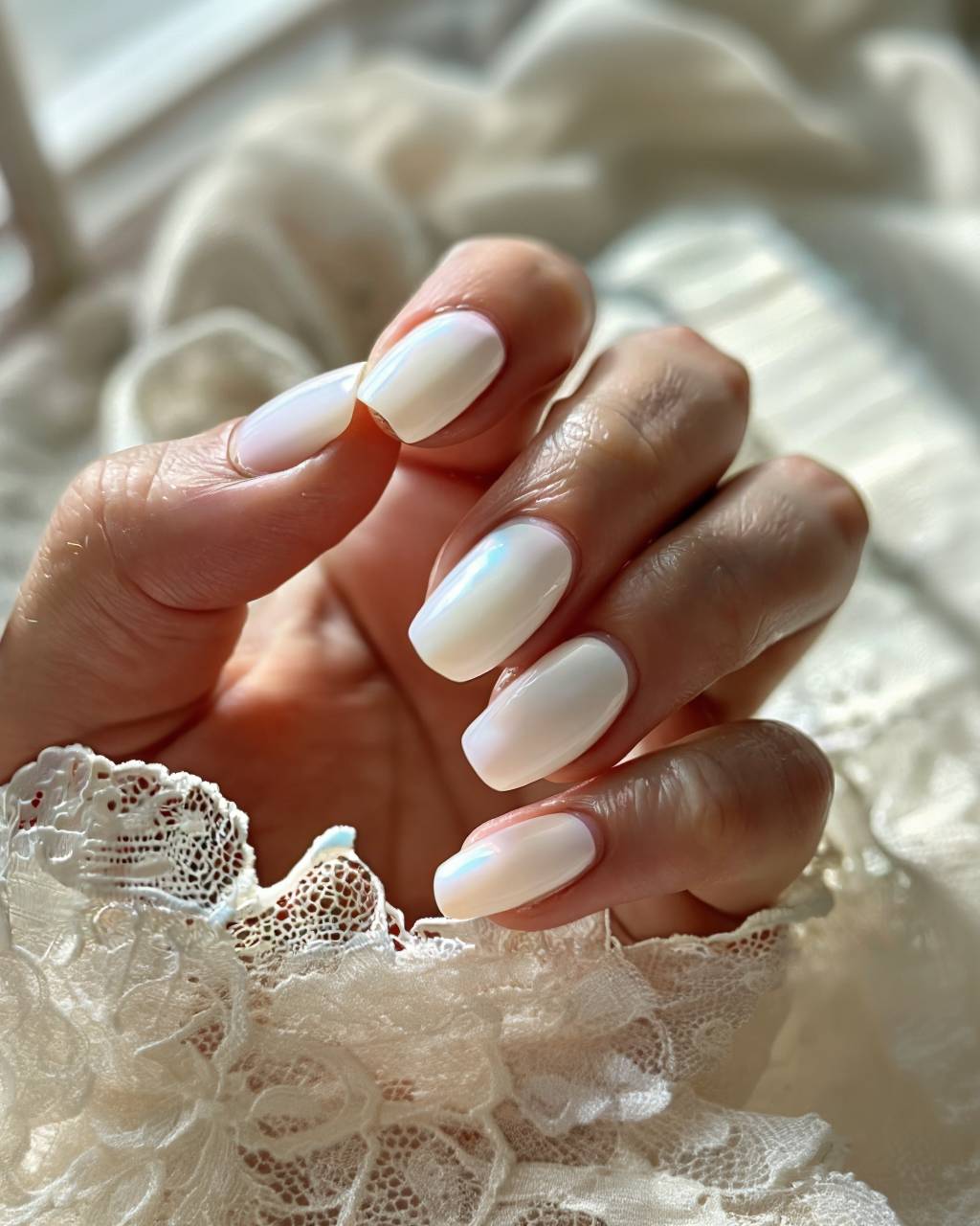 Almond glazed nail design by Mia Alvarez