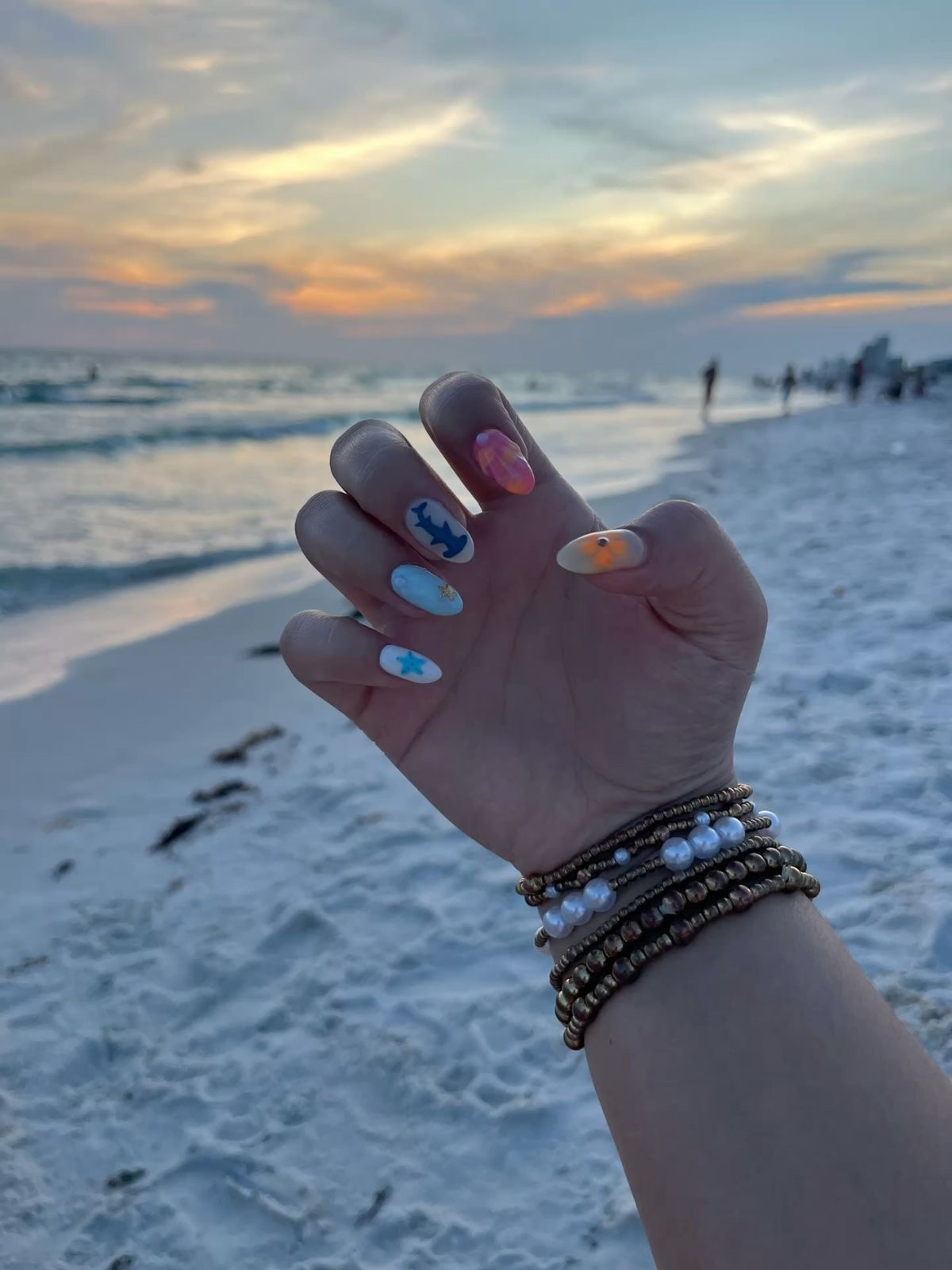 Almond abstract nail design by Mia Alvarez