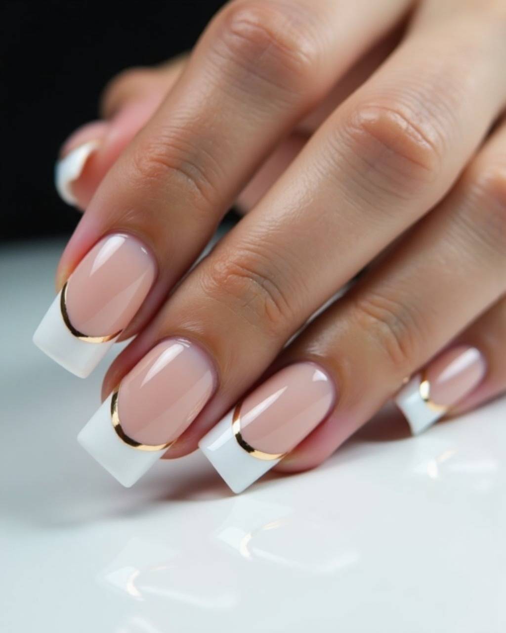 Square French nail design by Mia Alvarez