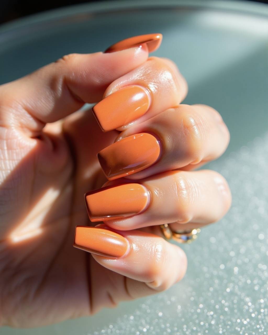 Squoval glazed nail design by Mia Alvarez