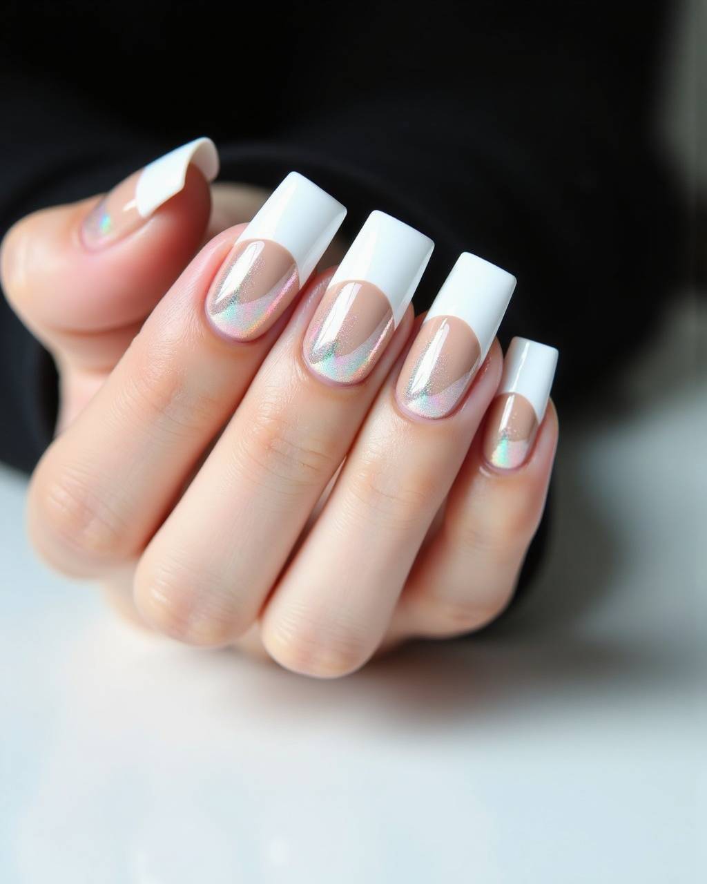 Square French nail design by Mia Alvarez