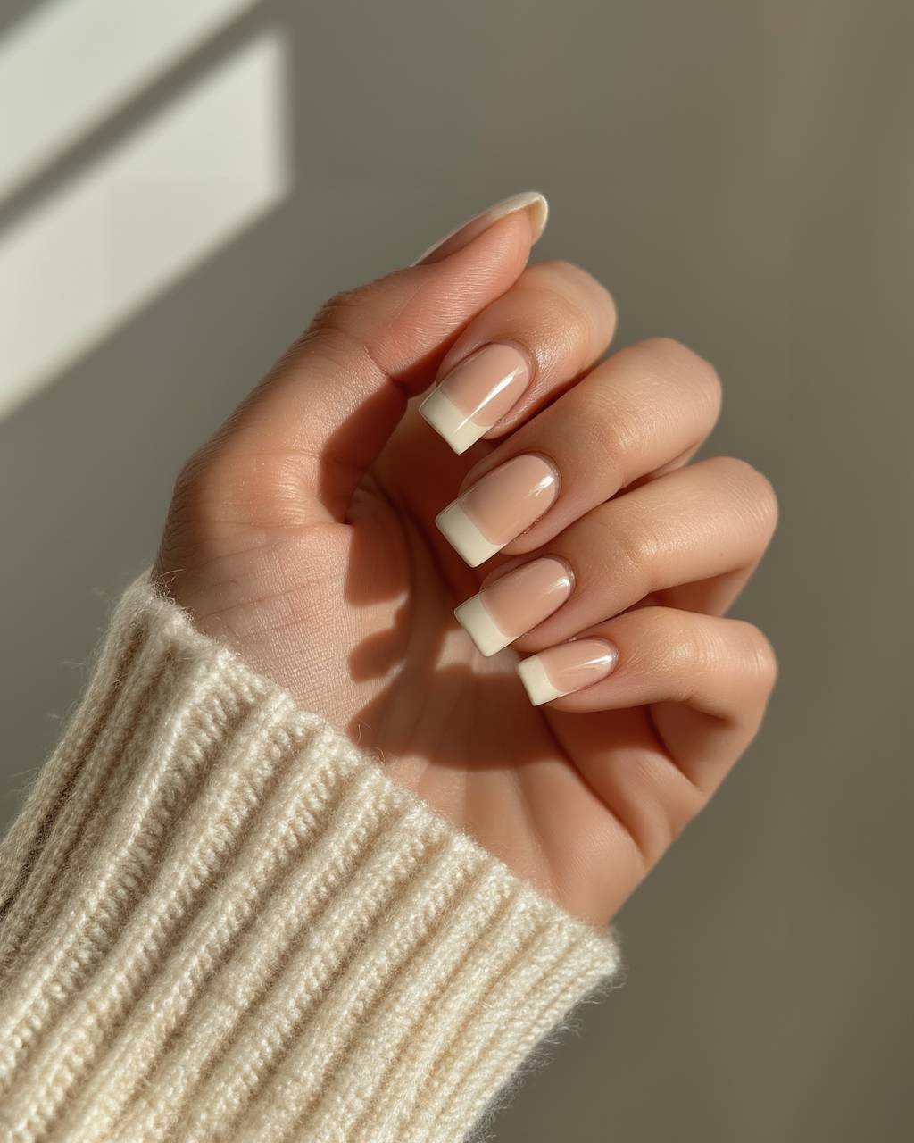 Square French nail design by Mia Alvarez