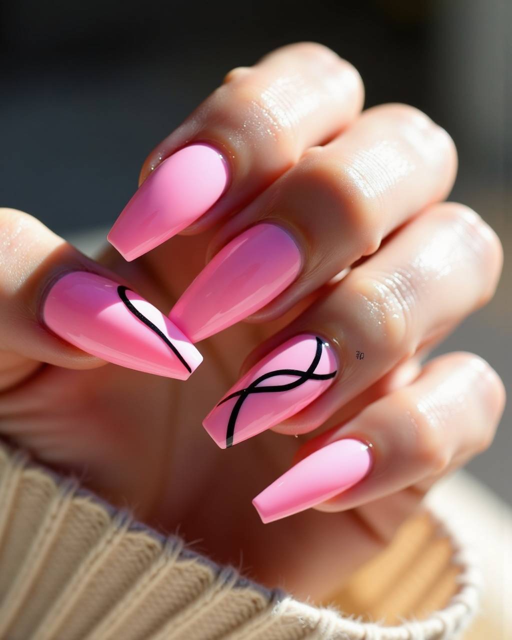 Stiletto line art nail design by Mia Alvarez