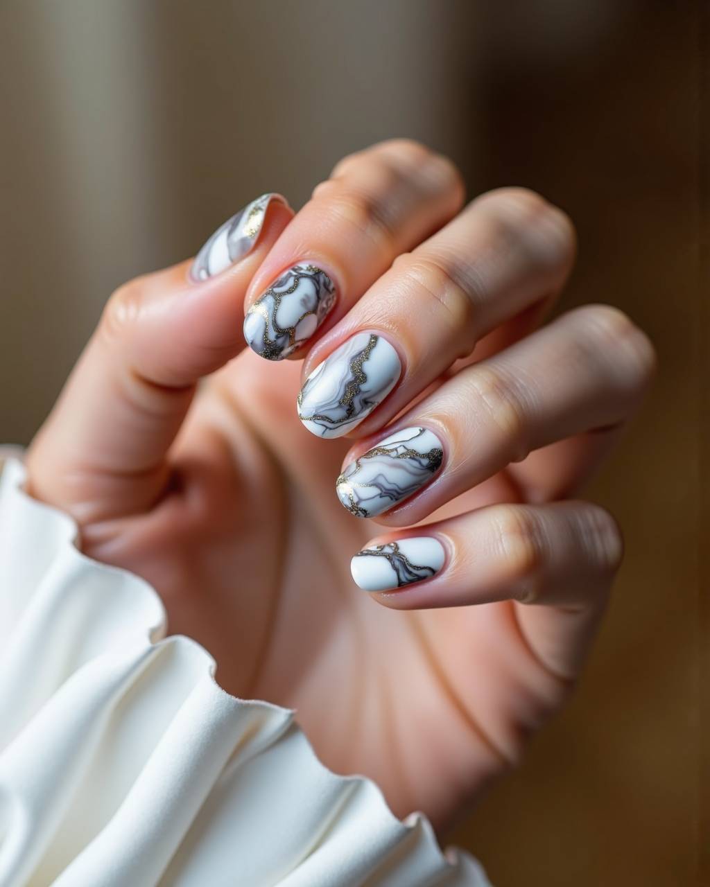 Oval marble nail design by Lola Fernandez