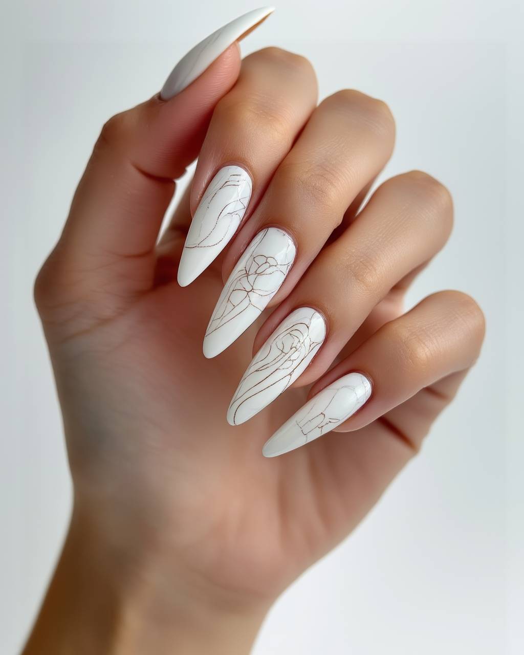 Stiletto line art nail design by Lola Fernandez