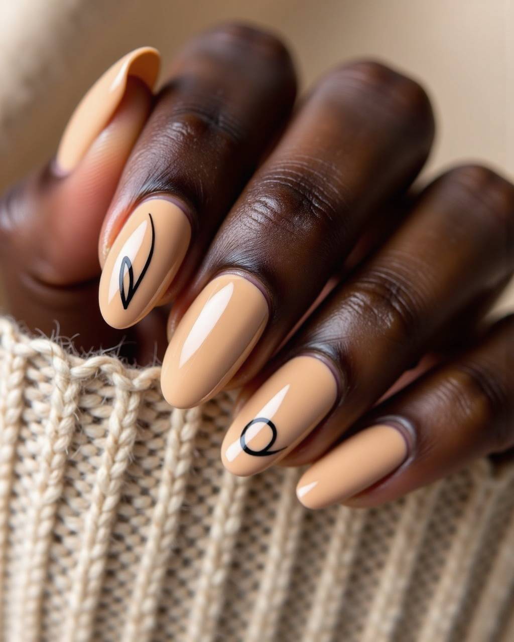 Oval line art nail design by Lola Fernandez