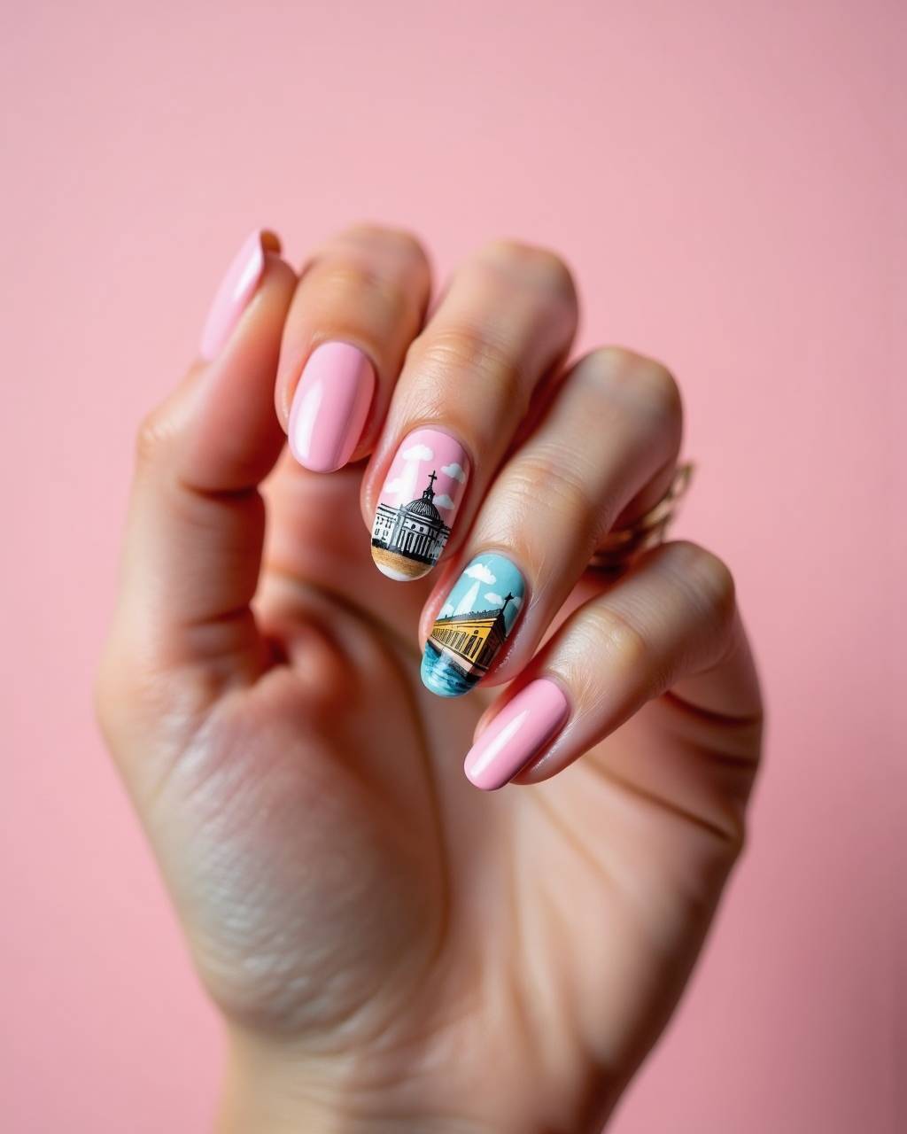 Oval art nail design by Lola Fernandez