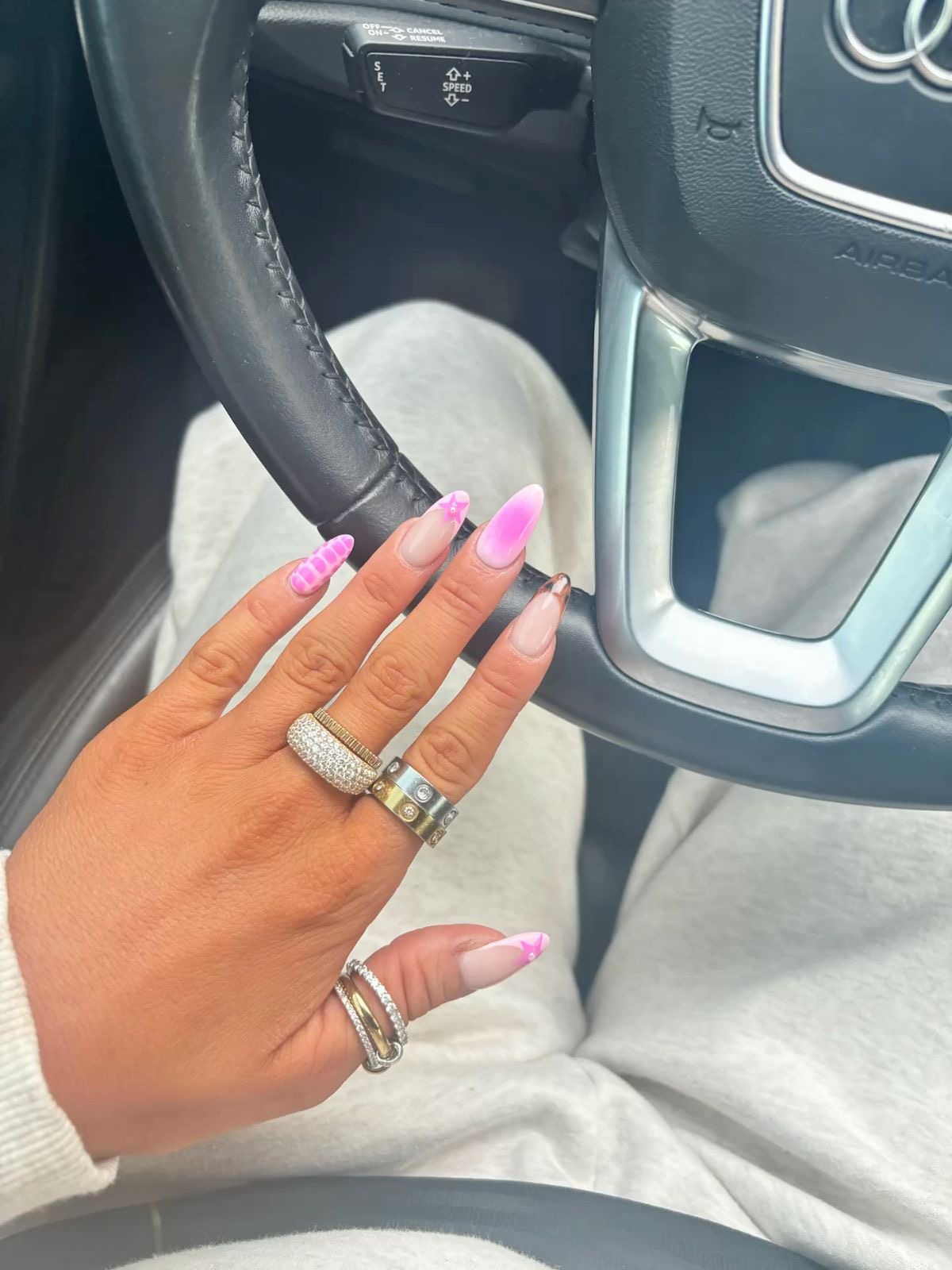 Squoval glazed nail design by Nina Patel