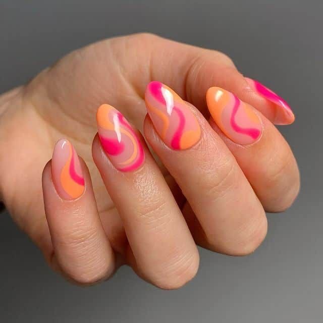 Squoval geometric nail design by Nina Patel