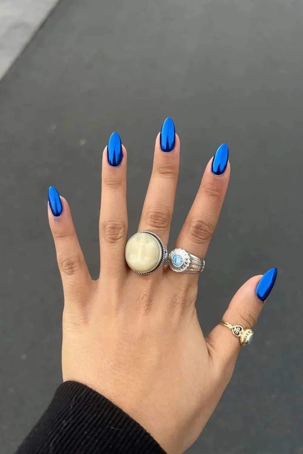 Squoval glitter French nail design by Nina Patel