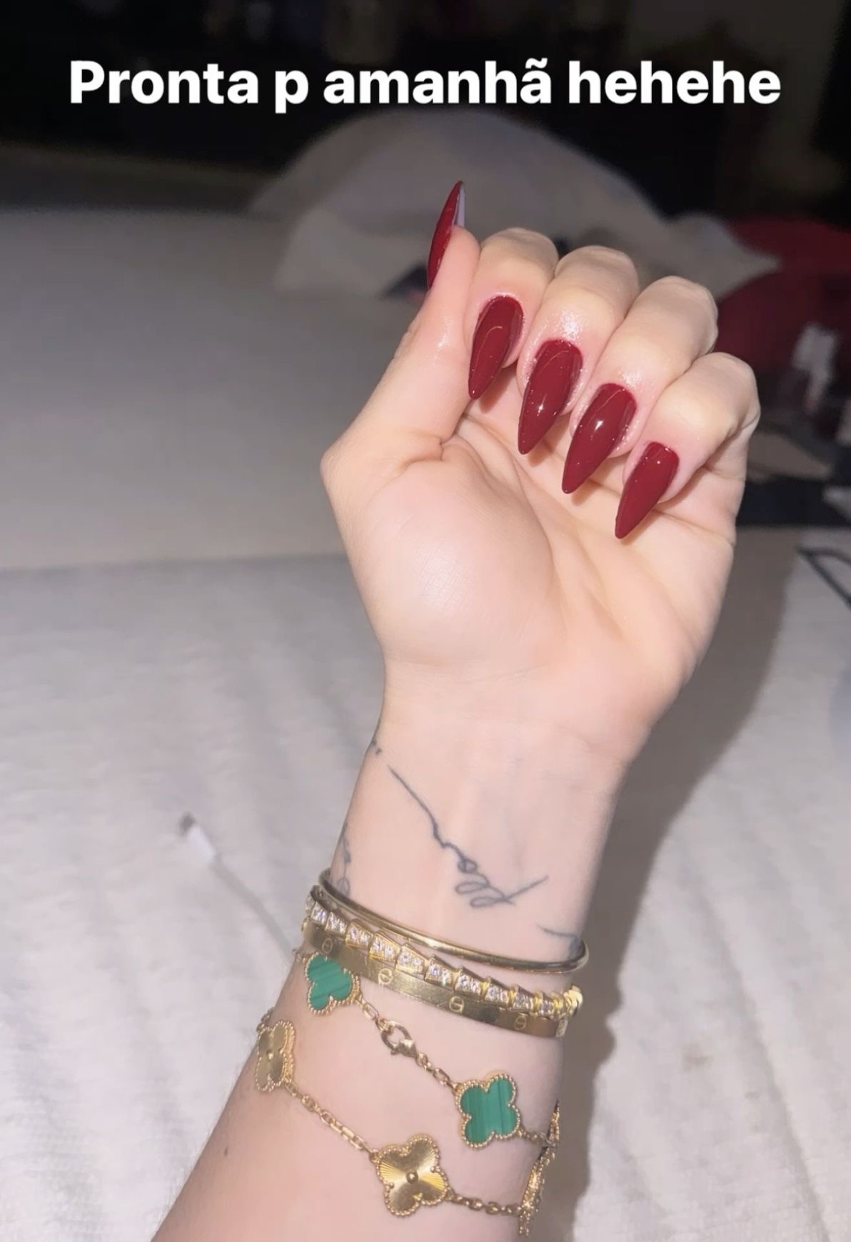 Almond French nail design by Maya Lin